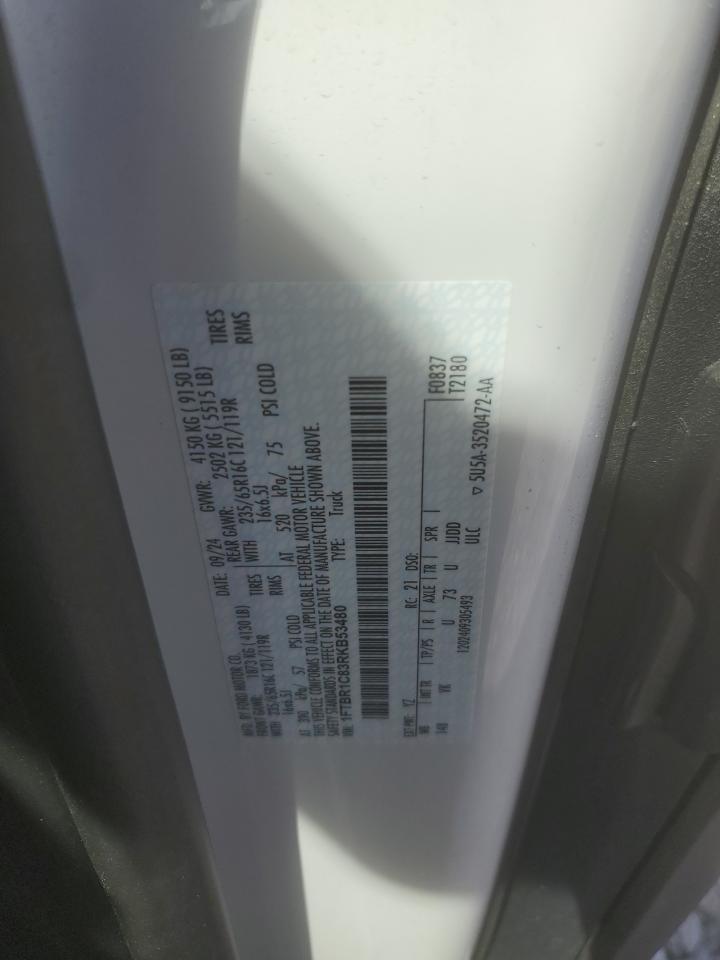 2024 Ford Transit T-250 VIN: 1FTBR1C83RKB53480 Lot: 56166145