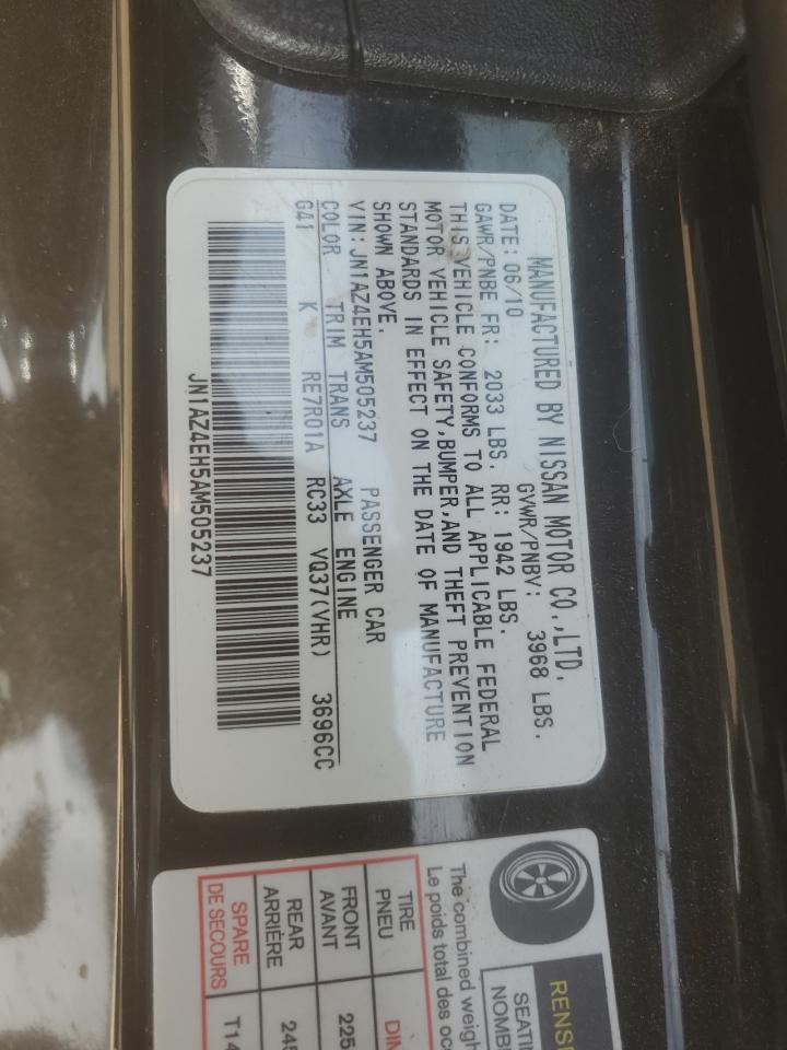 2010 Nissan 370Z VIN: JN1AZ4EH5AM505237 Lot: 56677445