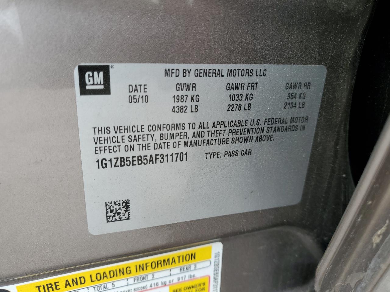 2010 Chevrolet Malibu Ls VIN: 1G1ZB5EB5AF311701 Lot: 58346385