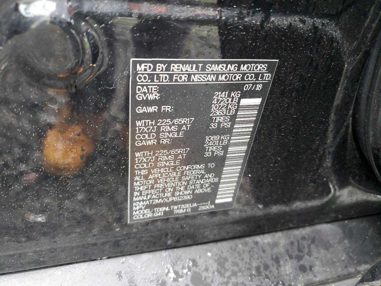 2018 Nissan Rogue S VIN: KNMAT2MVXJP612390 Lot: 56837645