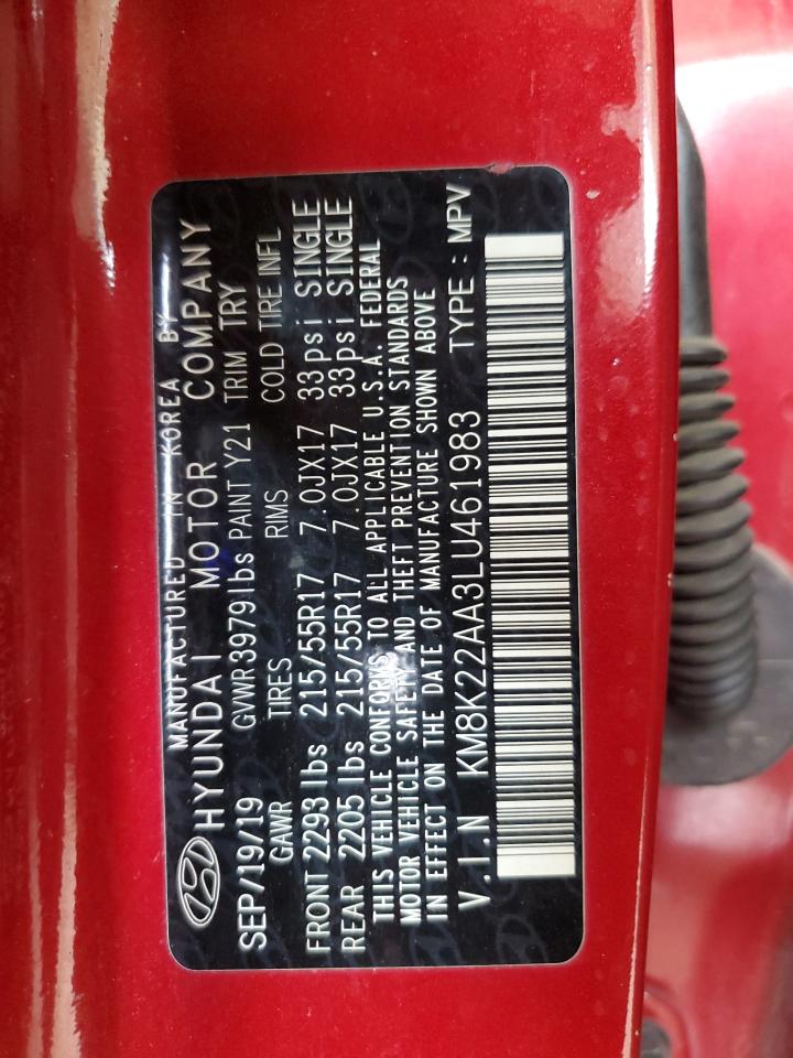 2020 Hyundai Kona Sel VIN: KM8K22AA3LU461983 Lot: 57137375