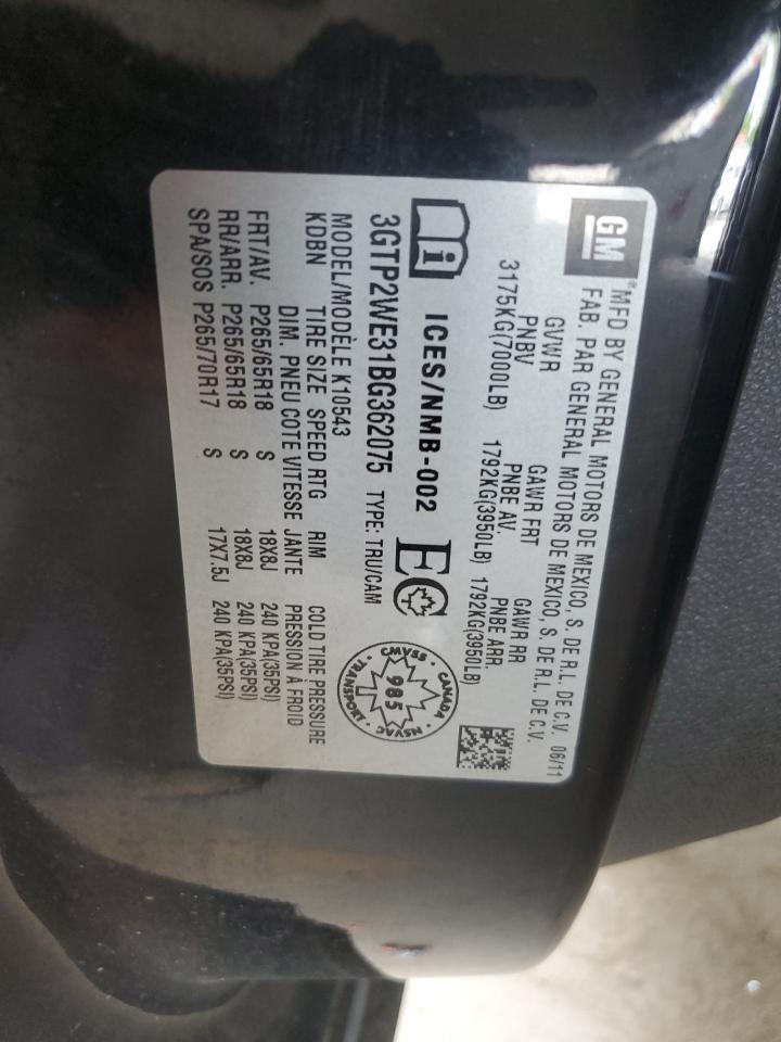 2011 GMC Sierra K1500 Slt VIN: 3GTP2WE31BG362075 Lot: 58466595