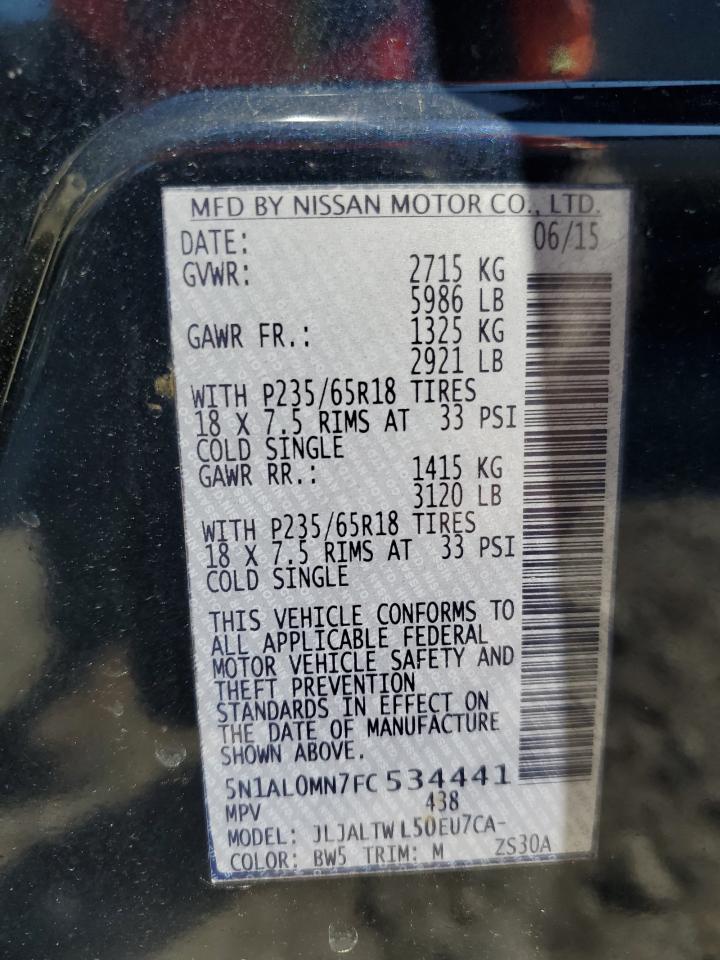 2015 Infiniti Qx60 VIN: 5N1AL0MN7FC534441 Lot: 56714685