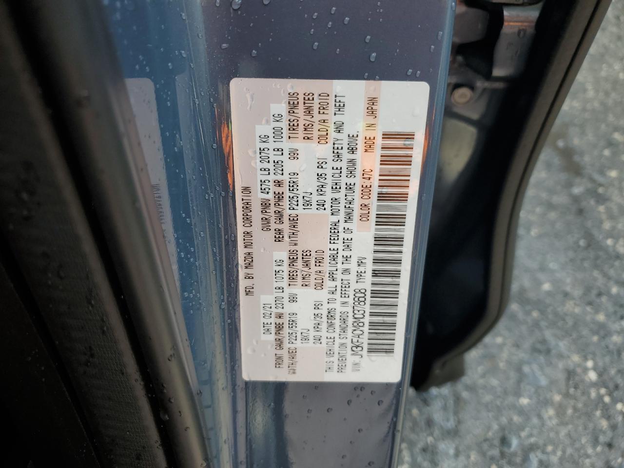 JM3KFACM8M0378608 2021 Mazda Cx-5 Touring