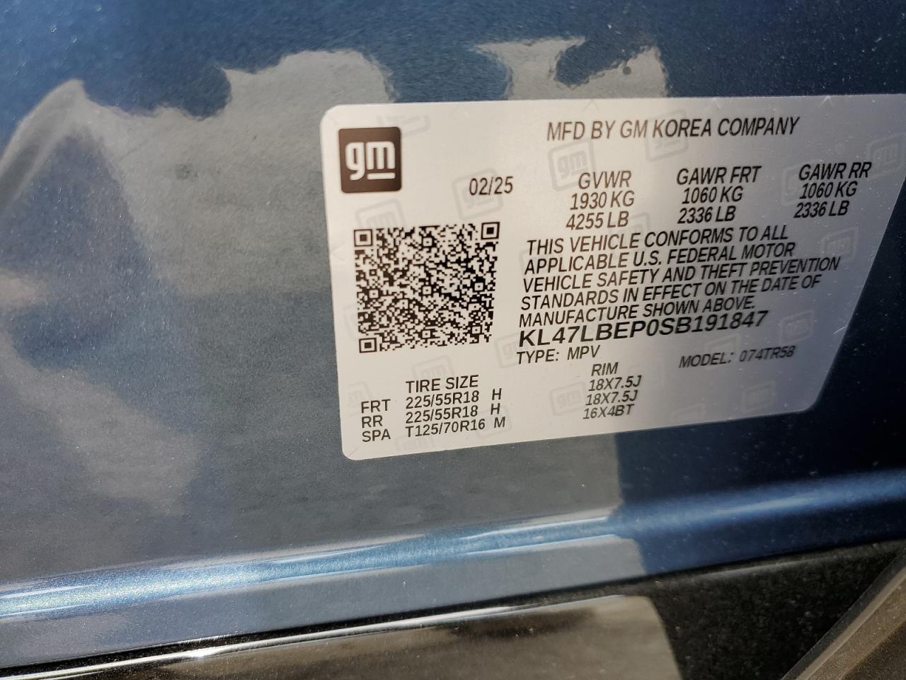 2025 Buick Envista Sport Touring VIN: KL47LBEP0SB191847 Lot: 56836105