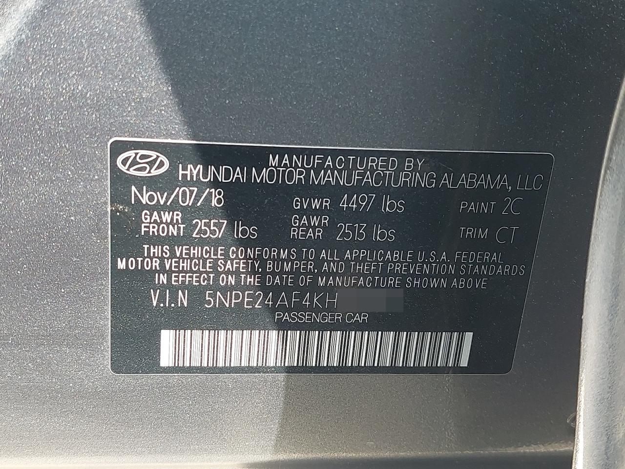 5NPE24AF4KH755670 - 2019 Hyundai SONATA - #57011175