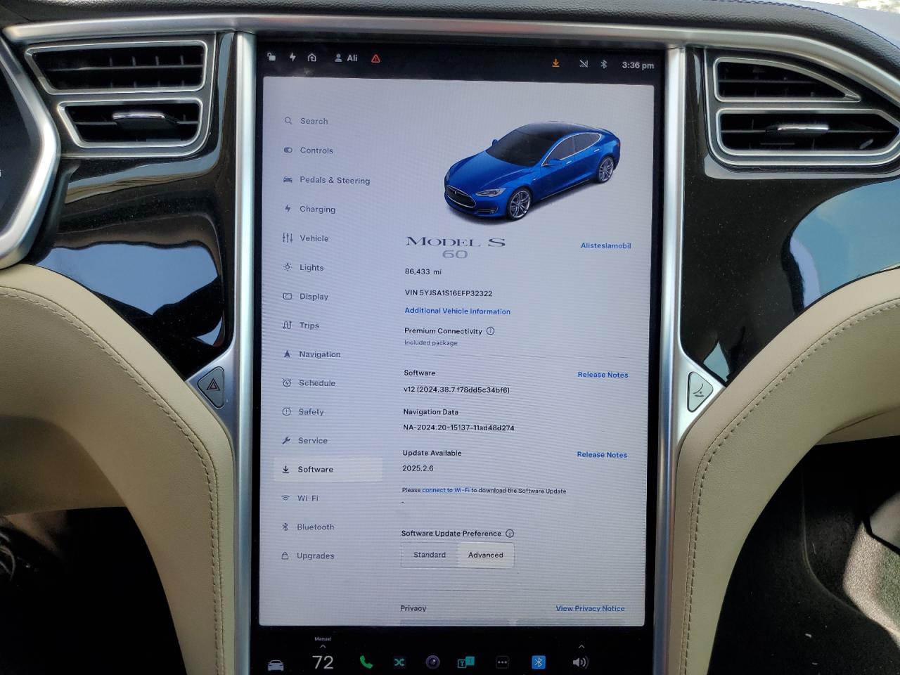 2014 Tesla Model S VIN: 5YJSA1S16EFP32322 Lot: 57327215