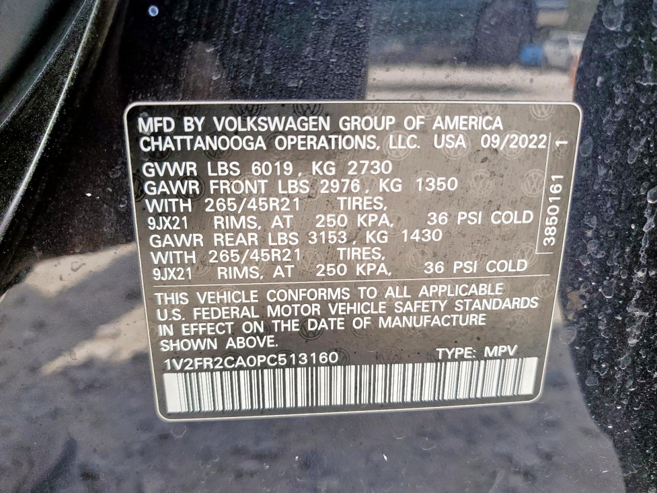 2023 Volkswagen Atlas Sel Premium R-Line VIN: 1V2FR2CA0PC513160 Lot: 56736575