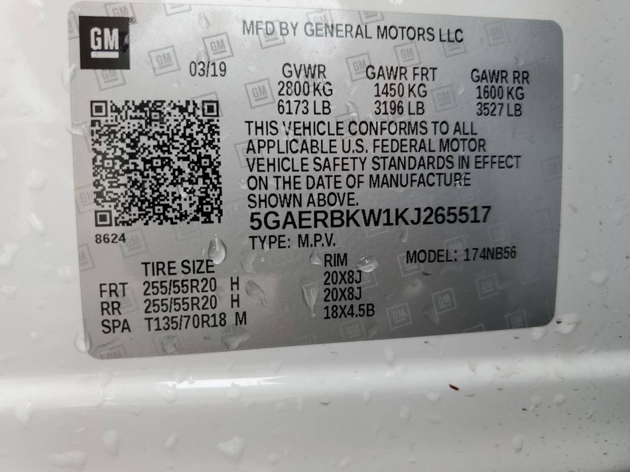 2019 Buick Enclave Essence VIN: 5GAERBKW1KJ265517 Lot: 58242805