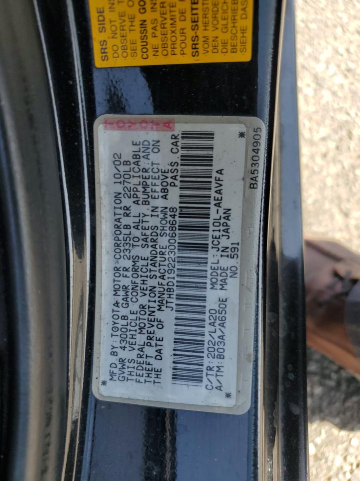 2003 Lexus Is 300 VIN: JTHBD192230068648 Lot: 57291325
