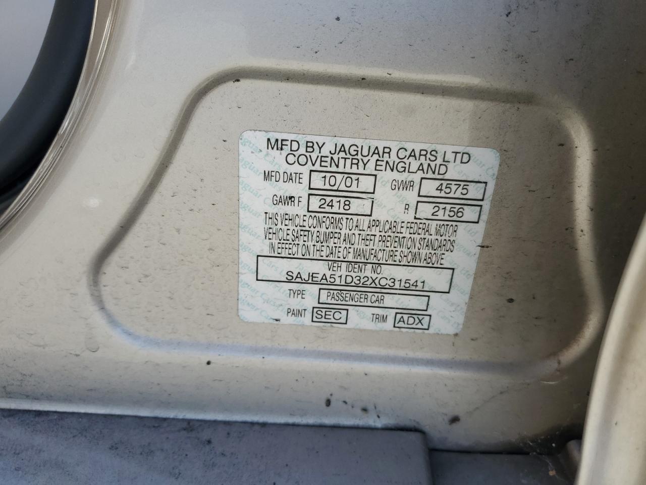 2002 Jaguar X-Type 2.5 VIN: SAJEA51D32XC31541 Lot: 58692745