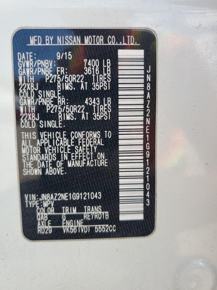2016 Infiniti Qx80 VIN: JN8AZ2NE1G9121043 Lot: 56562085
