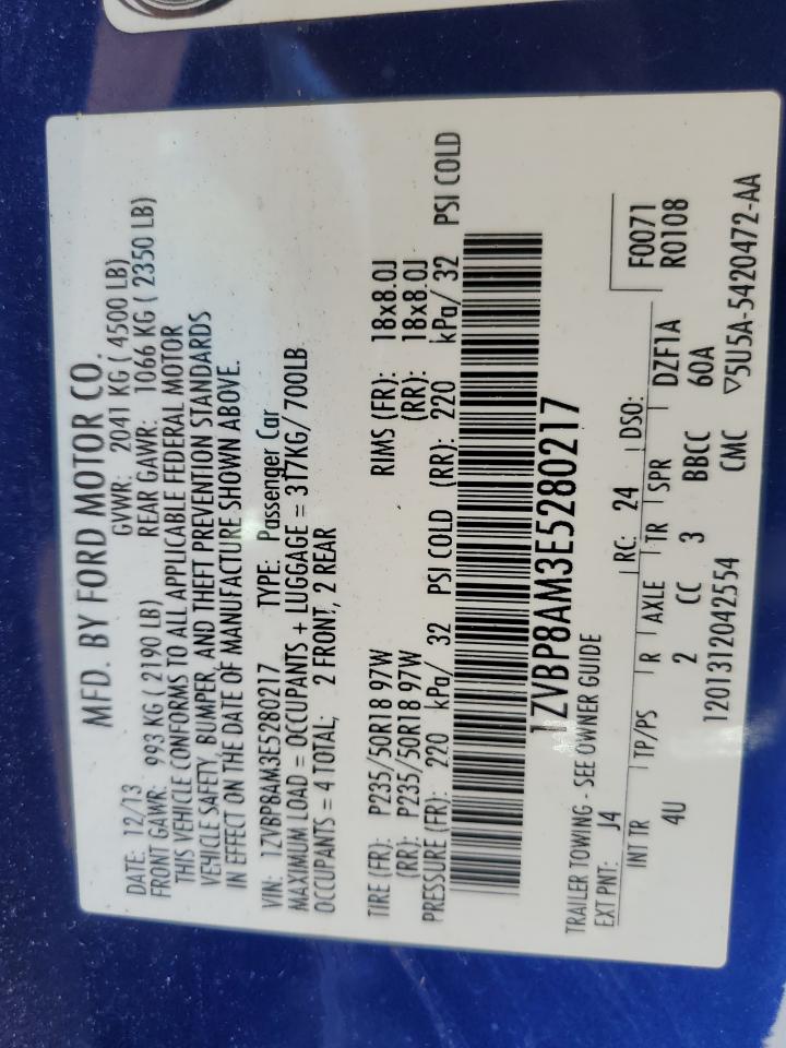 2014 Ford Mustang VIN: 1ZVBP8AM3E5280217 Lot: 57130475