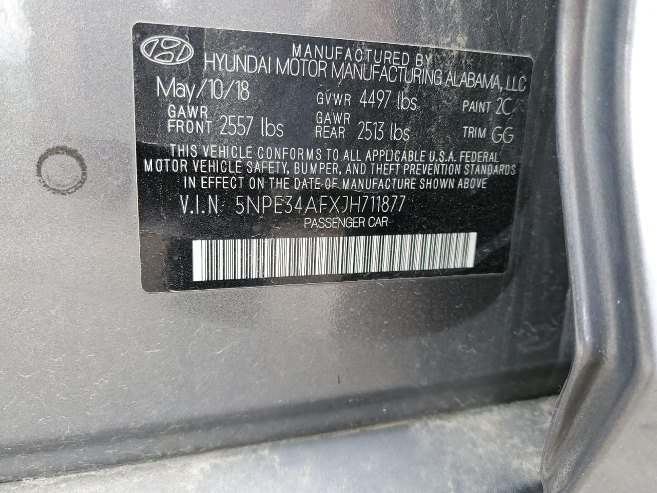 2018 Hyundai Sonata Sport VIN: 5NPE34AFXJH711877 Lot: 58506315