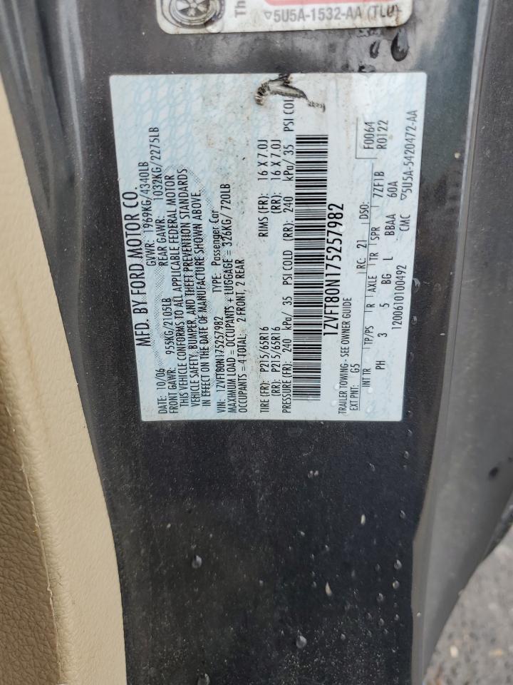 2007 Ford Mustang VIN: 1ZVFT80N175257982 Lot: 58766255