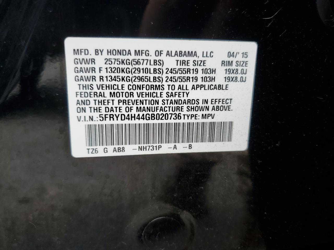 2016 Acura Mdx Technology VIN: 5FRYD4H44GB020736 Lot: 55936585