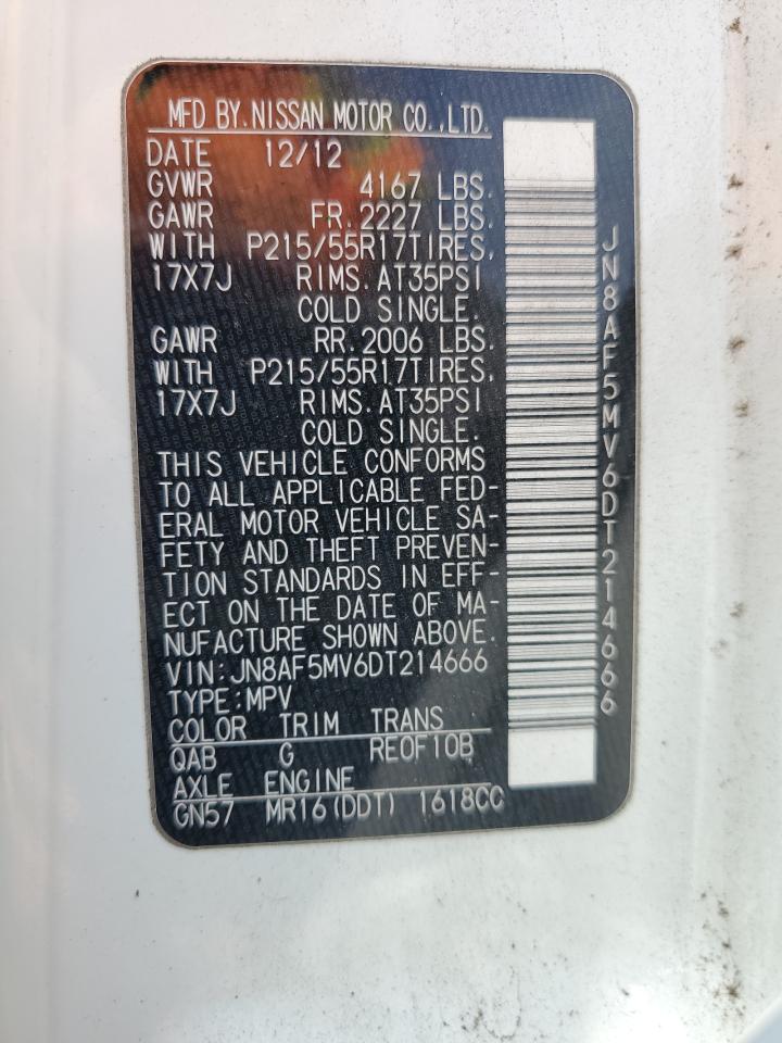 2013 Nissan Juke S VIN: JN8AF5MV6DT214666 Lot: 58033525