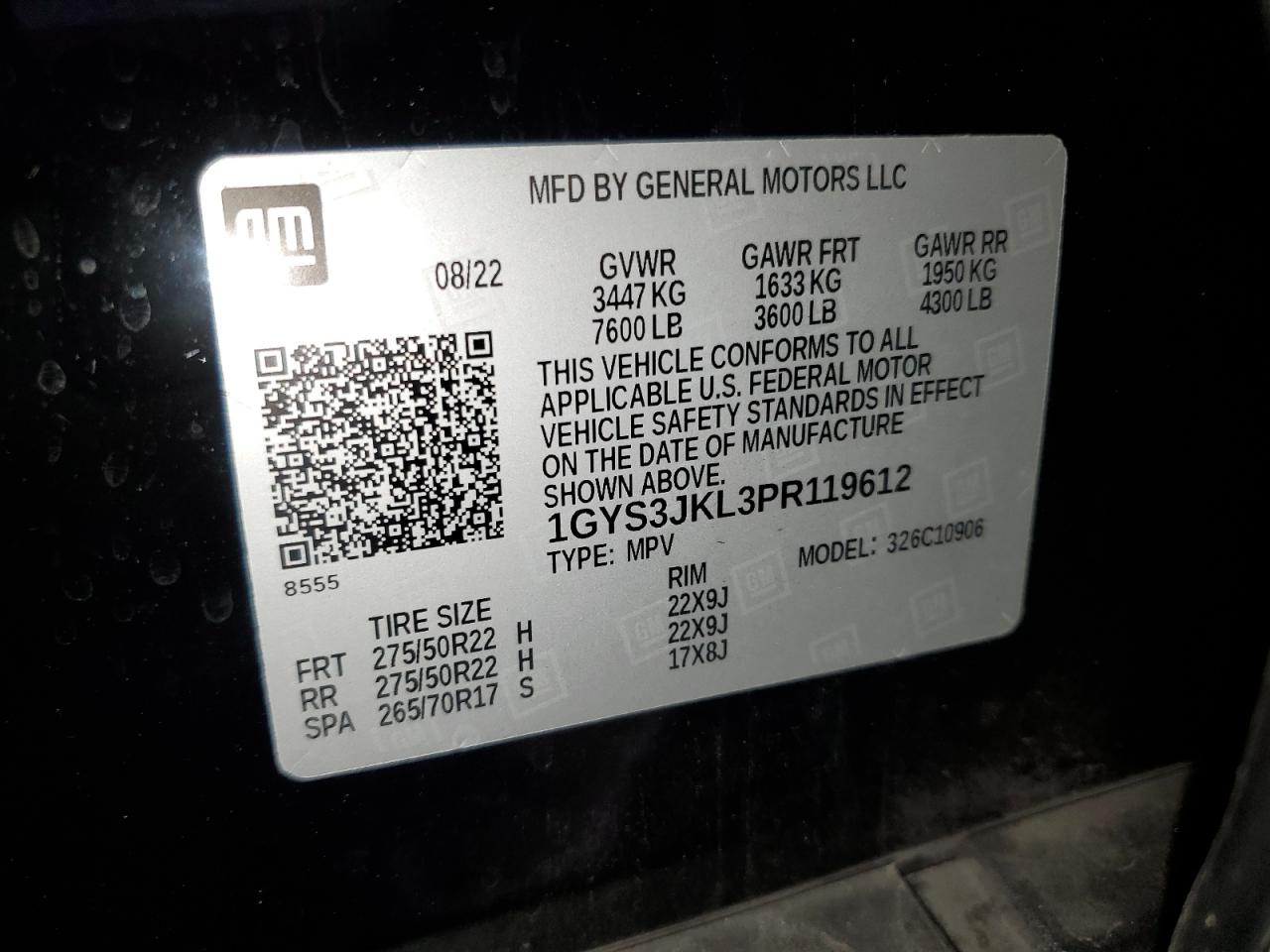 2023 Cadillac Escalade Esv Luxury VIN: 1GYS3JKL3PR119612 Lot: 58587665