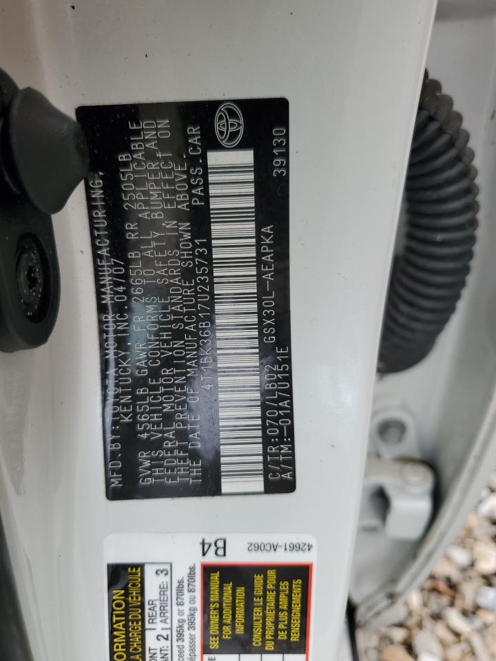 2007 Toyota Avalon Xl VIN: 4T1BK36B17U235731 Lot: 58175745