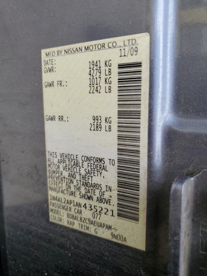 2010 Nissan Altima Base VIN: 1N4AL2AP1AN435221 Lot: 58330825
