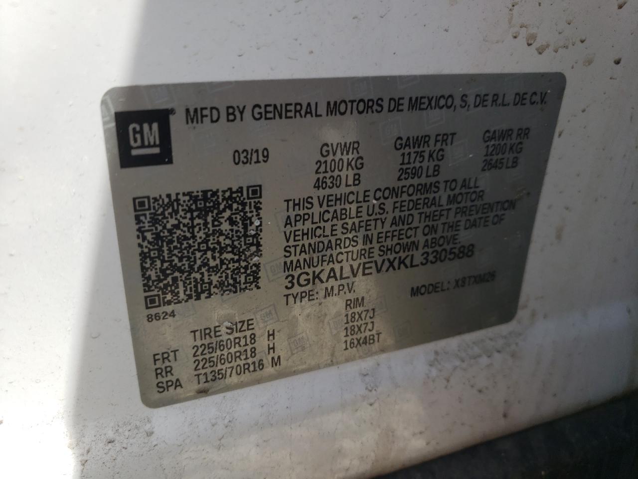 2019 GMC Terrain Slt VIN: 3GKALVEVXKL330588 Lot: 57115865