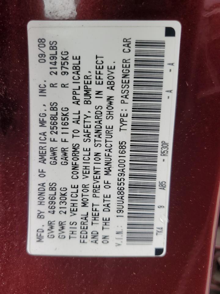 2009 Acura Tl VIN: 19UUA86559A001685 Lot: 53864005