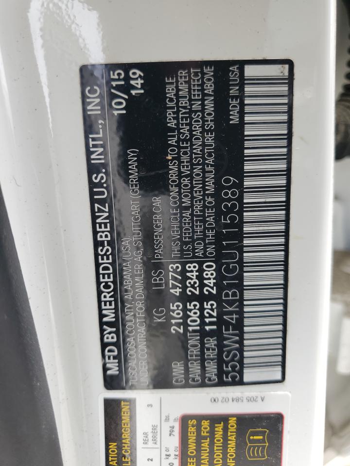 2016 Mercedes-Benz C 300 4Matic VIN: 55SWF4KB1GU115389 Lot: 57826935