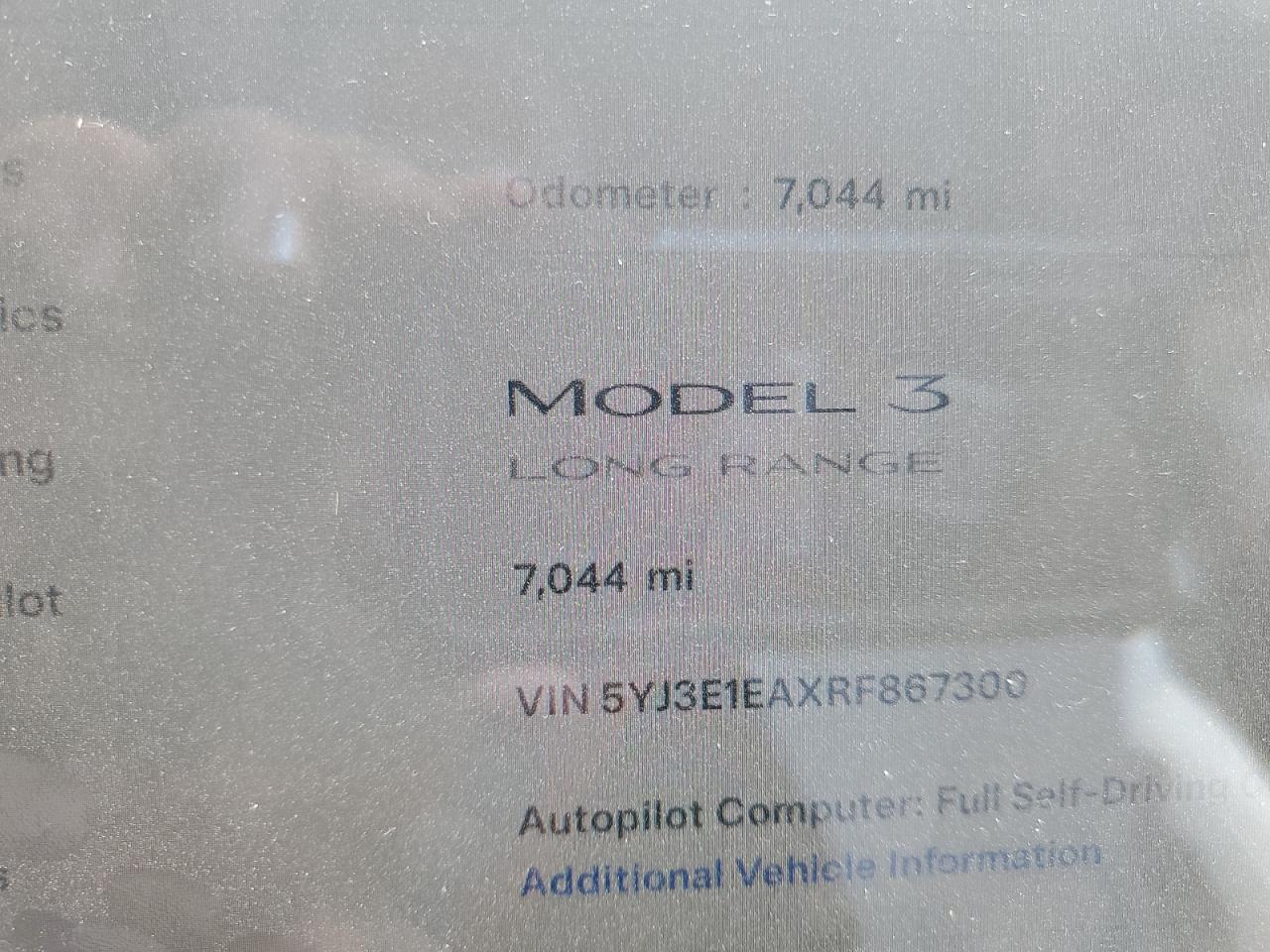 2024 Tesla Model 3 VIN: 5YJ3E1EAXRF867300 Lot: 56859785