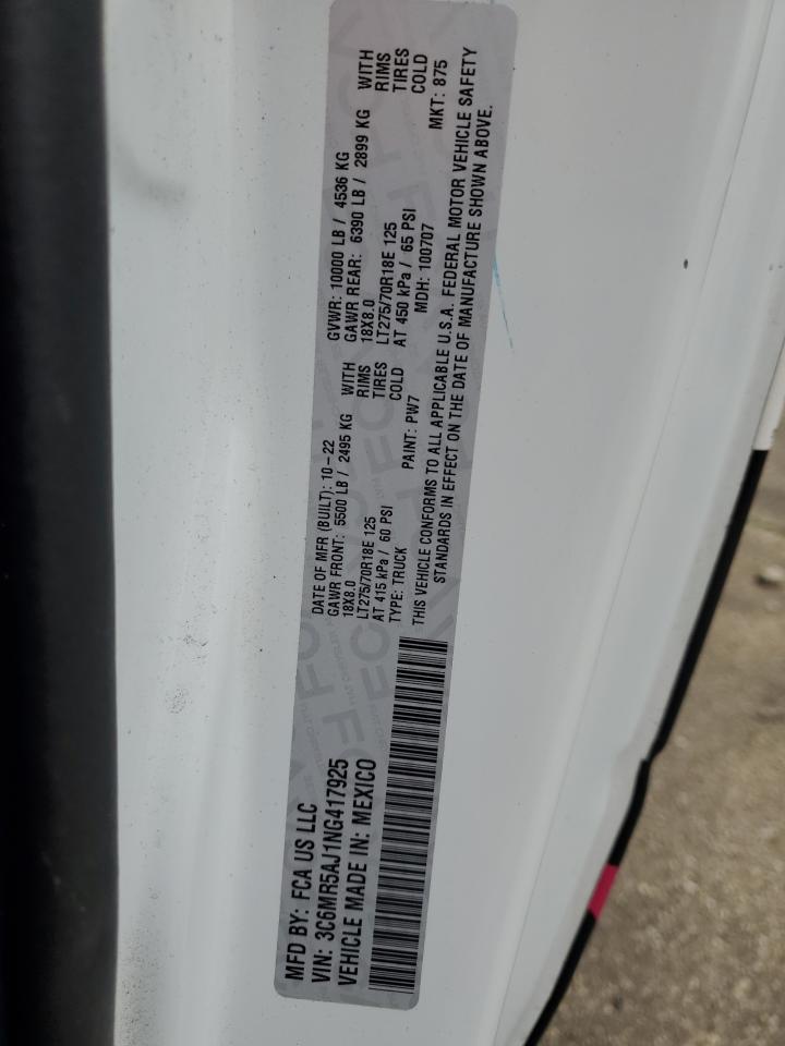 2022 Ram 2500 Tradesman VIN: 3C6MR5AJ1NG417925 Lot: 56680635