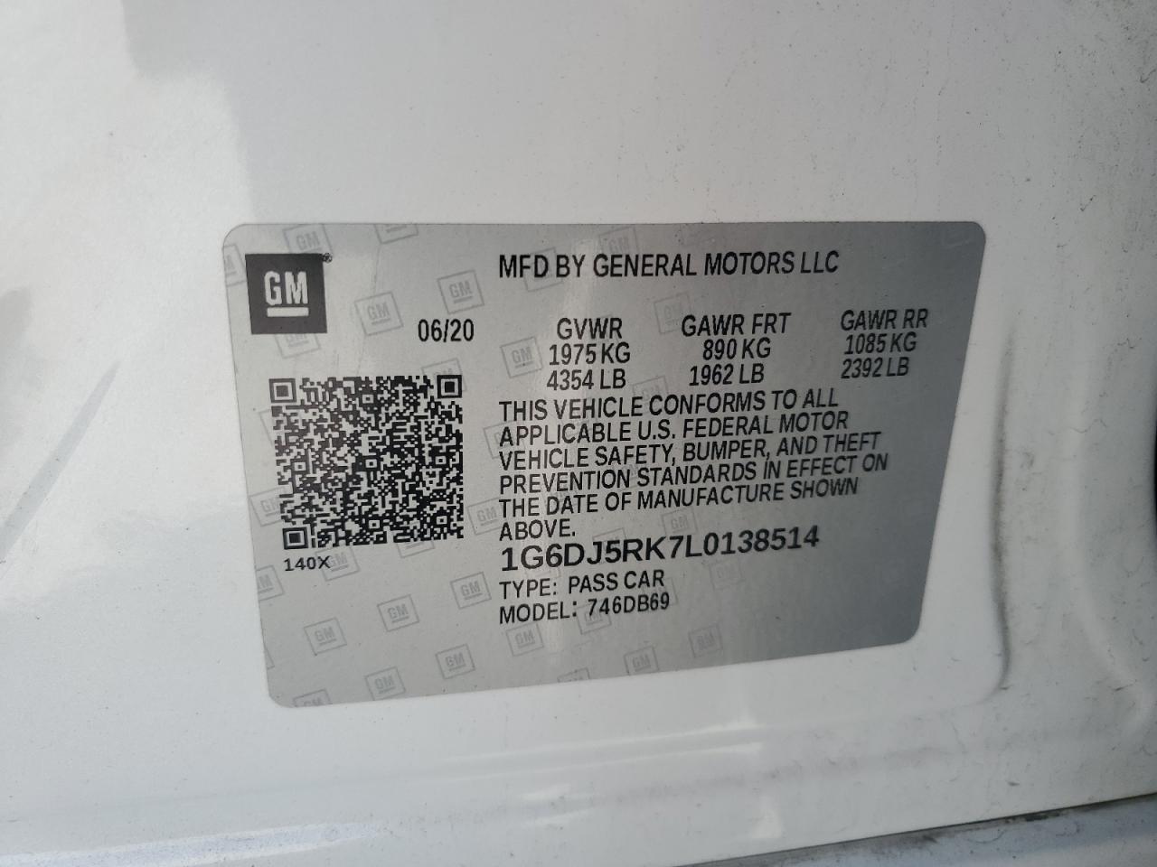 2020 Cadillac Ct4 Luxury VIN: 1G6DJ5RK7L0138514 Lot: 56273225