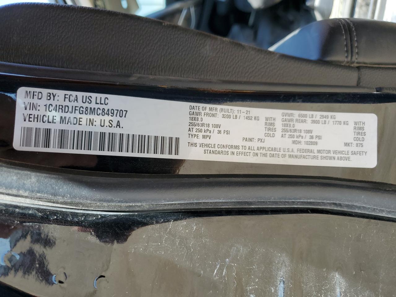 2021 Dodge Durango Pursuit VIN: 1C4RDJFG8MC849707 Lot: 56694945