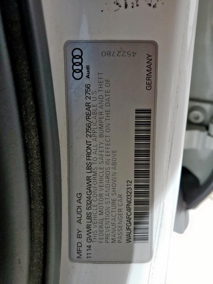 2015 Audi A6 Premium Plus VIN: WAUFGAFC4FN032312 Lot: 57096875