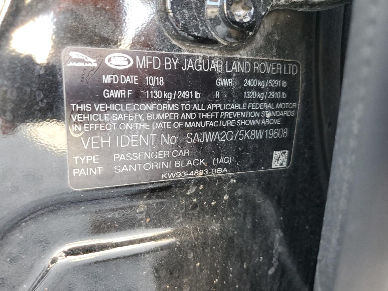 2019 Jaguar Xjl Portfolio VIN: SAJWA2G75K8W19608 Lot: 58170725