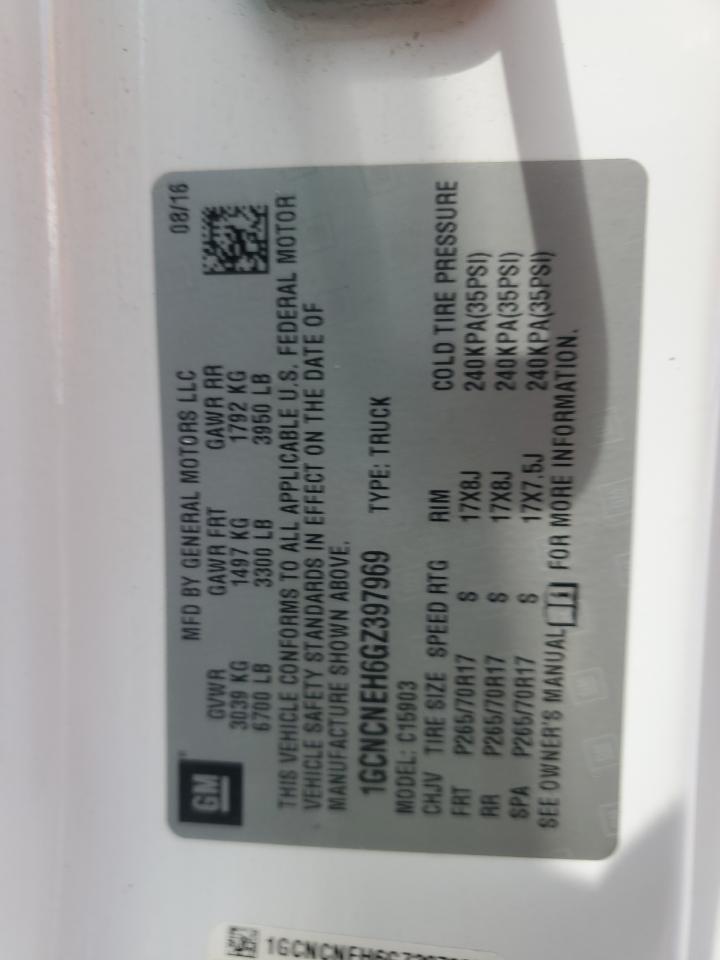 2016 Chevrolet Silverado C1500 VIN: 1GCNCNEH6GZ397969 Lot: 58980425