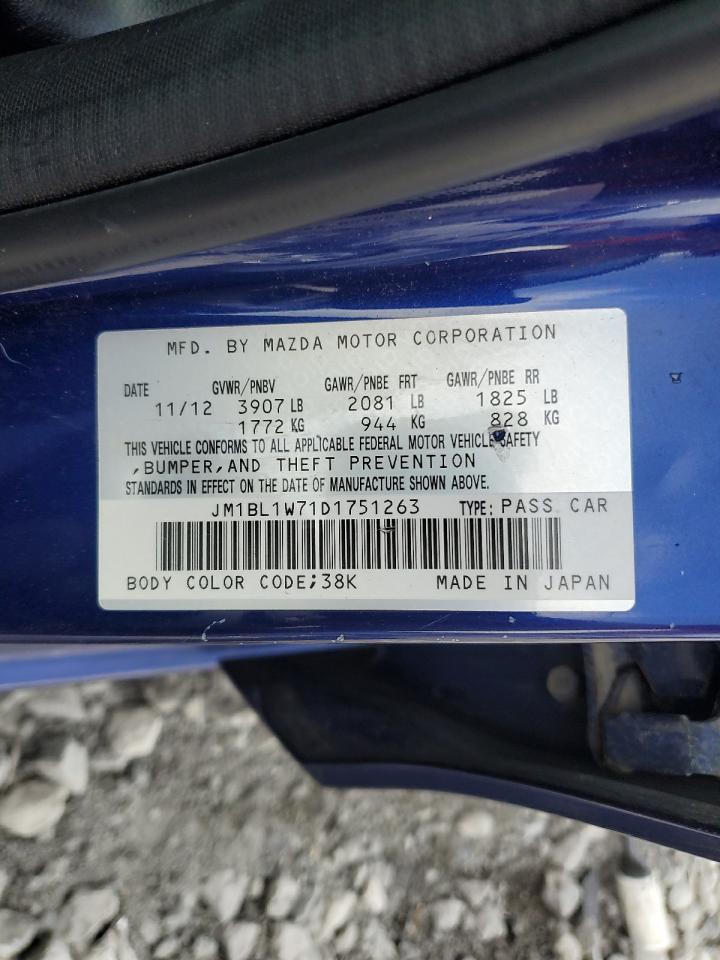 2013 Mazda 3 I VIN: JM1BL1W71D1751263 Lot: 57105065