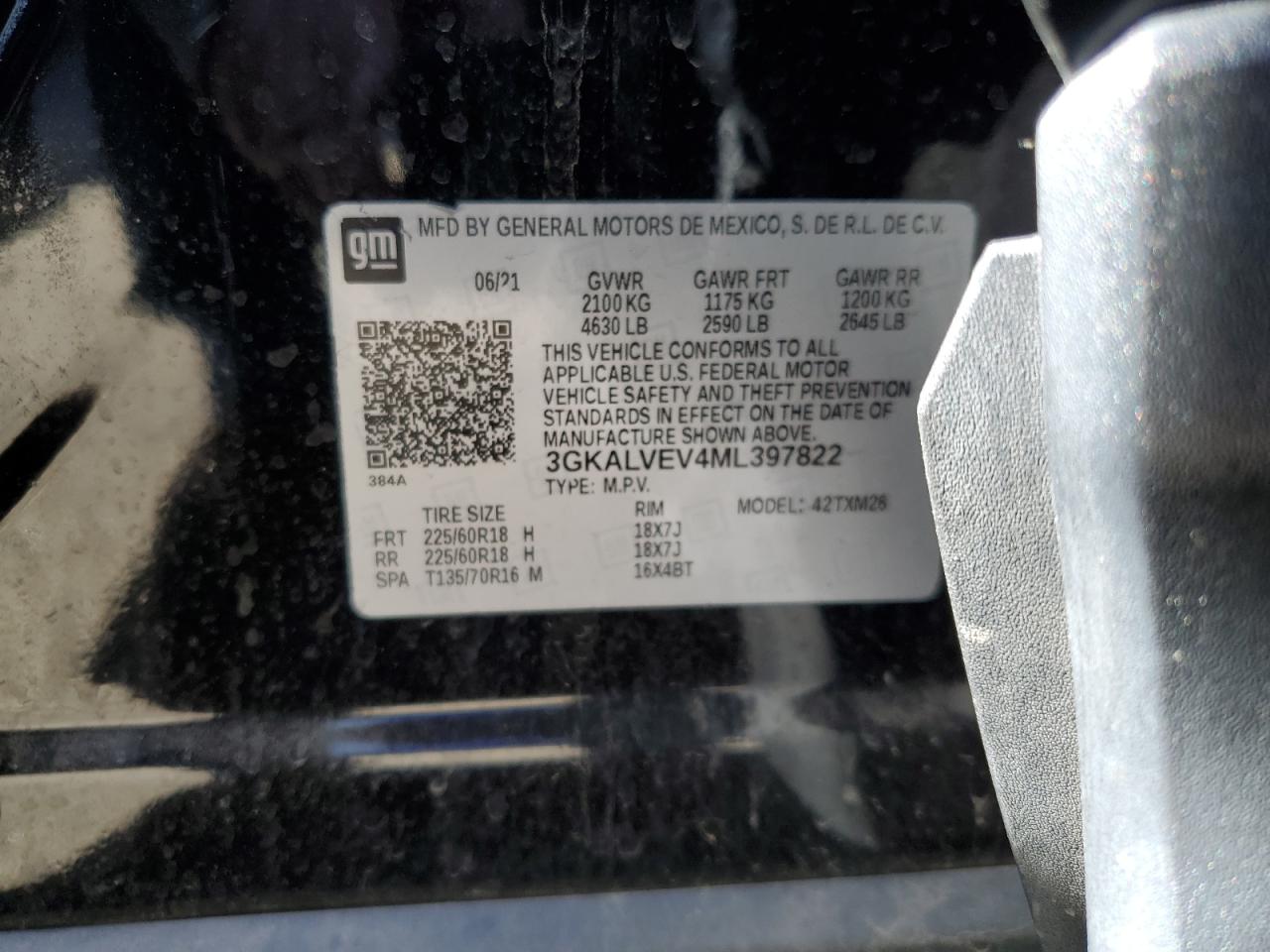 2021 GMC Terrain Slt VIN: 3GKALVEV4ML397822 Lot: 57243505