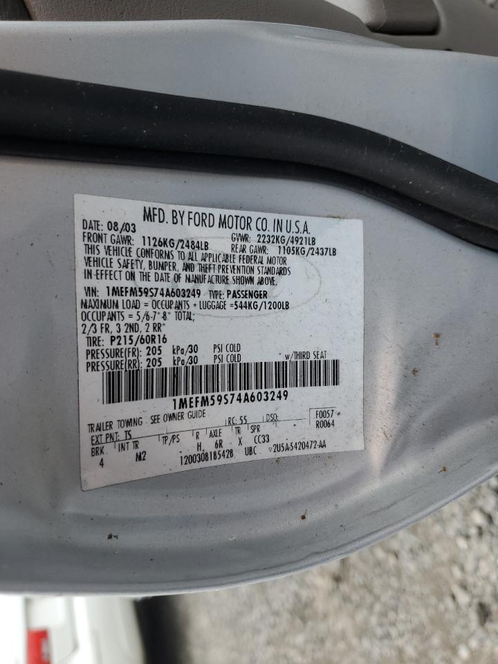 2004 Mercury Sable Ls Premium VIN: 1MEFM59S74A603249 Lot: 56944775