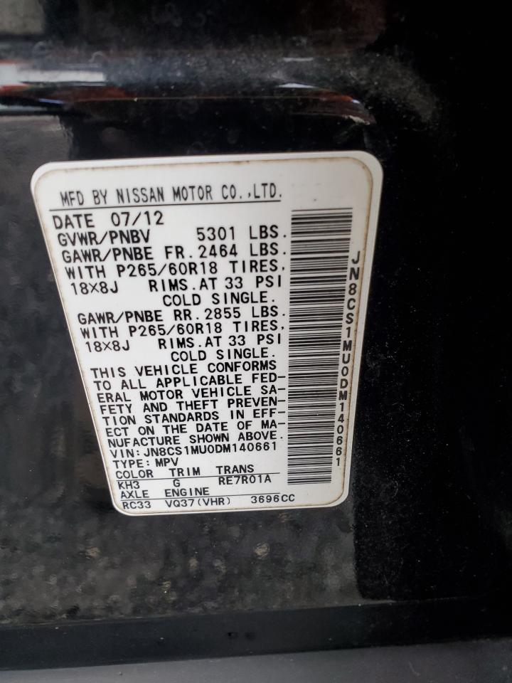 2013 Infiniti Fx37 VIN: JN8CS1MU0DM140661 Lot: 56652205