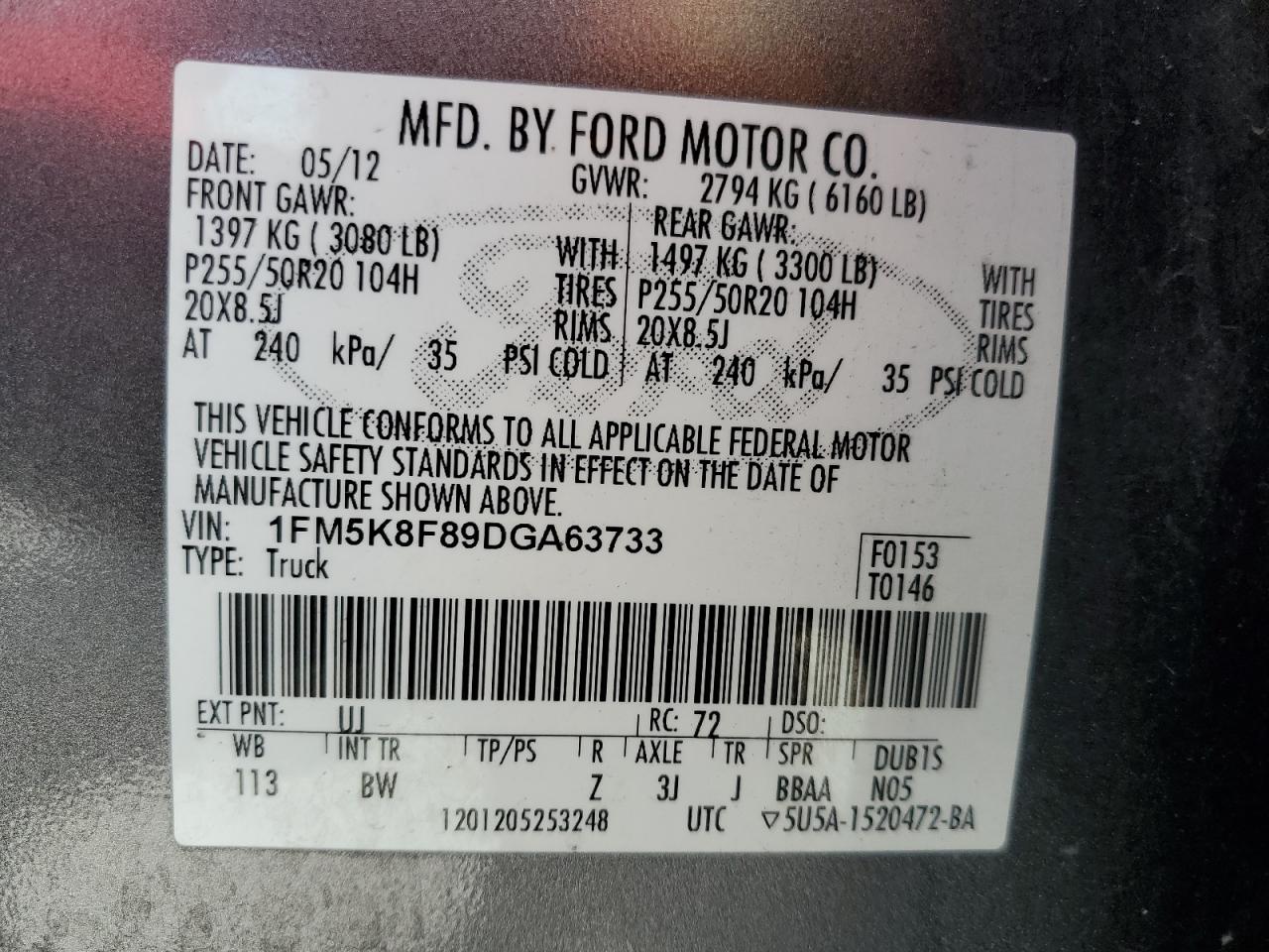 2013 Ford Explorer Limited VIN: 1FM5K8F89DGA63733 Lot: 56942585
