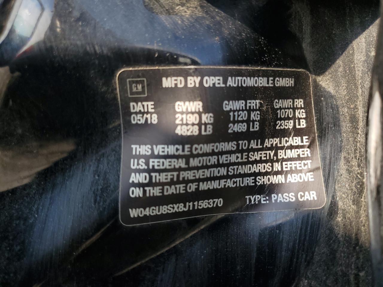 2018 Buick Regal Tourx Preferred VIN: W04GU8SX8J1156370 Lot: 59125055