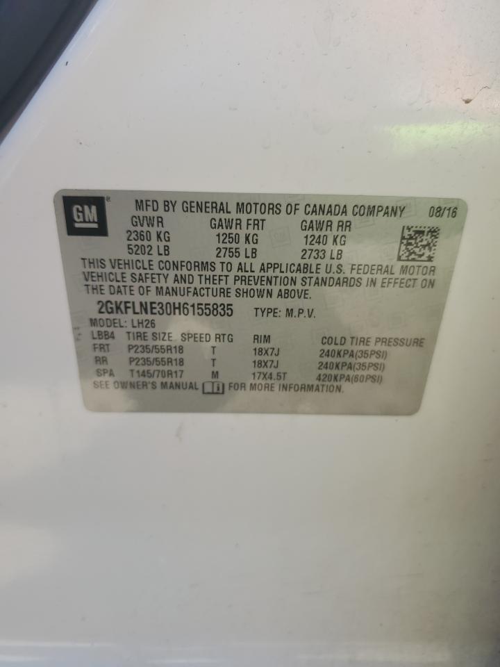 2017 GMC Terrain Sle VIN: 2GKFLNE30H6155835 Lot: 57252995