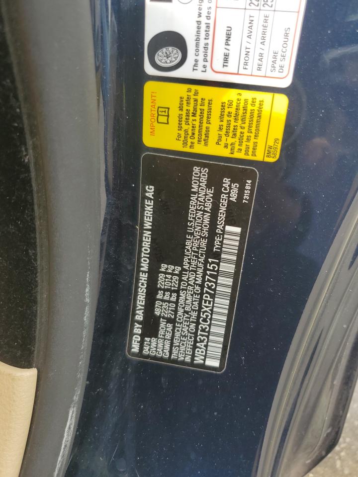2014 BMW 435 I VIN: WBA3T3C5XEP737151 Lot: 58647835