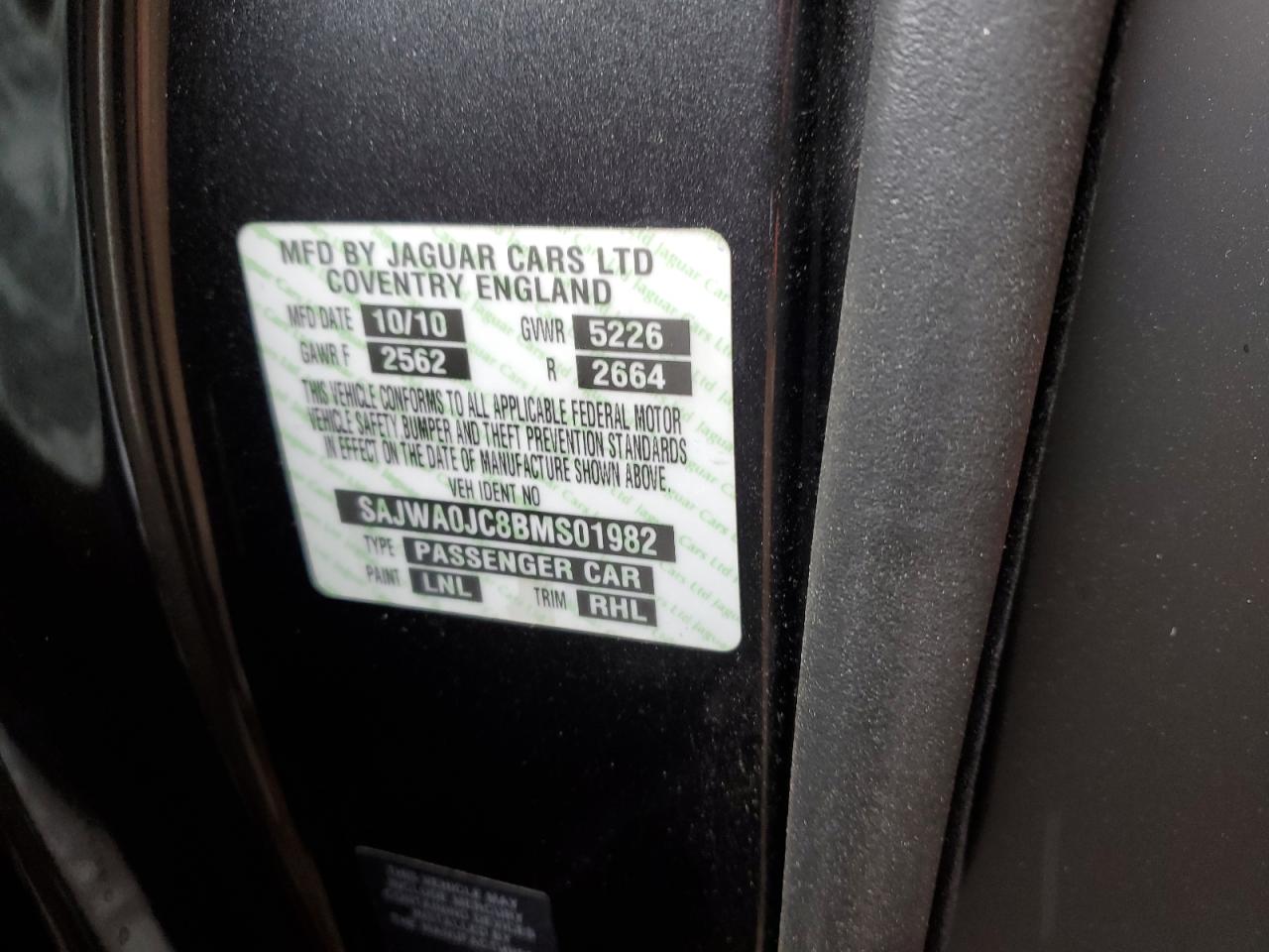 2011 Jaguar Xf R VIN: SAJWA0JC8BMS01982 Lot: 58356685