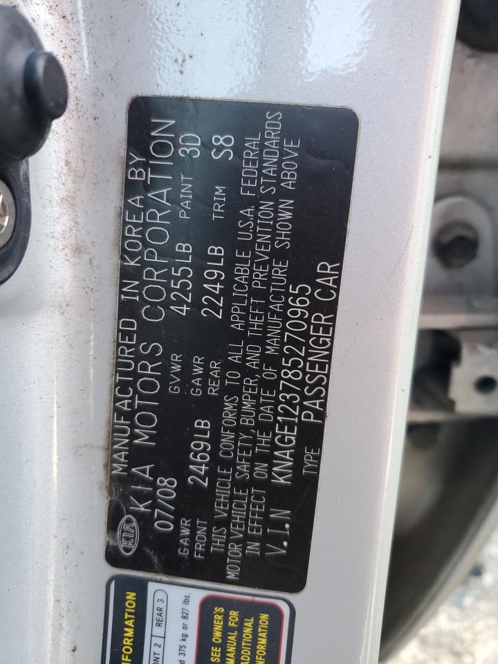 2008 Kia Optima Lx VIN: KNAGE123785270965 Lot: 55833365