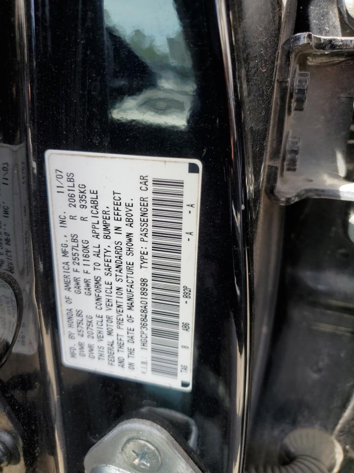 2008 Honda Accord Exl VIN: 1HGCP36848A018998 Lot: 57092695