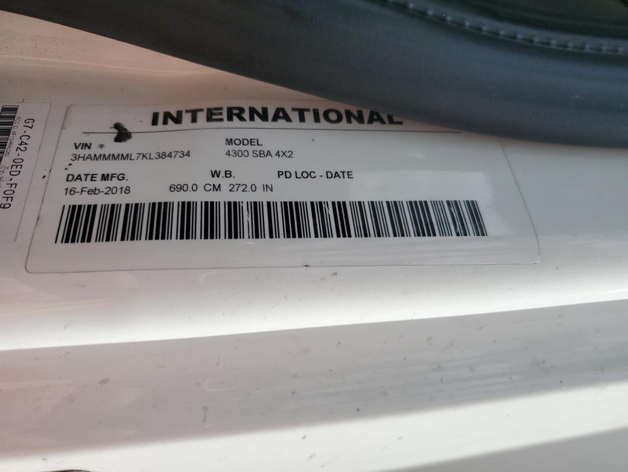 2019 International 4000 4300 VIN: 3HAMMMML7KL384734 Lot: 56532115
