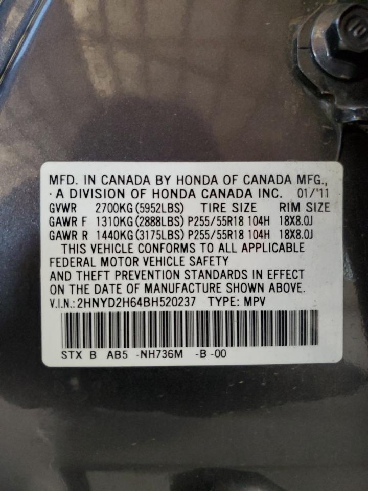 2011 Acura Mdx Technology VIN: 2HNYD2H64BH520237 Lot: 55720225