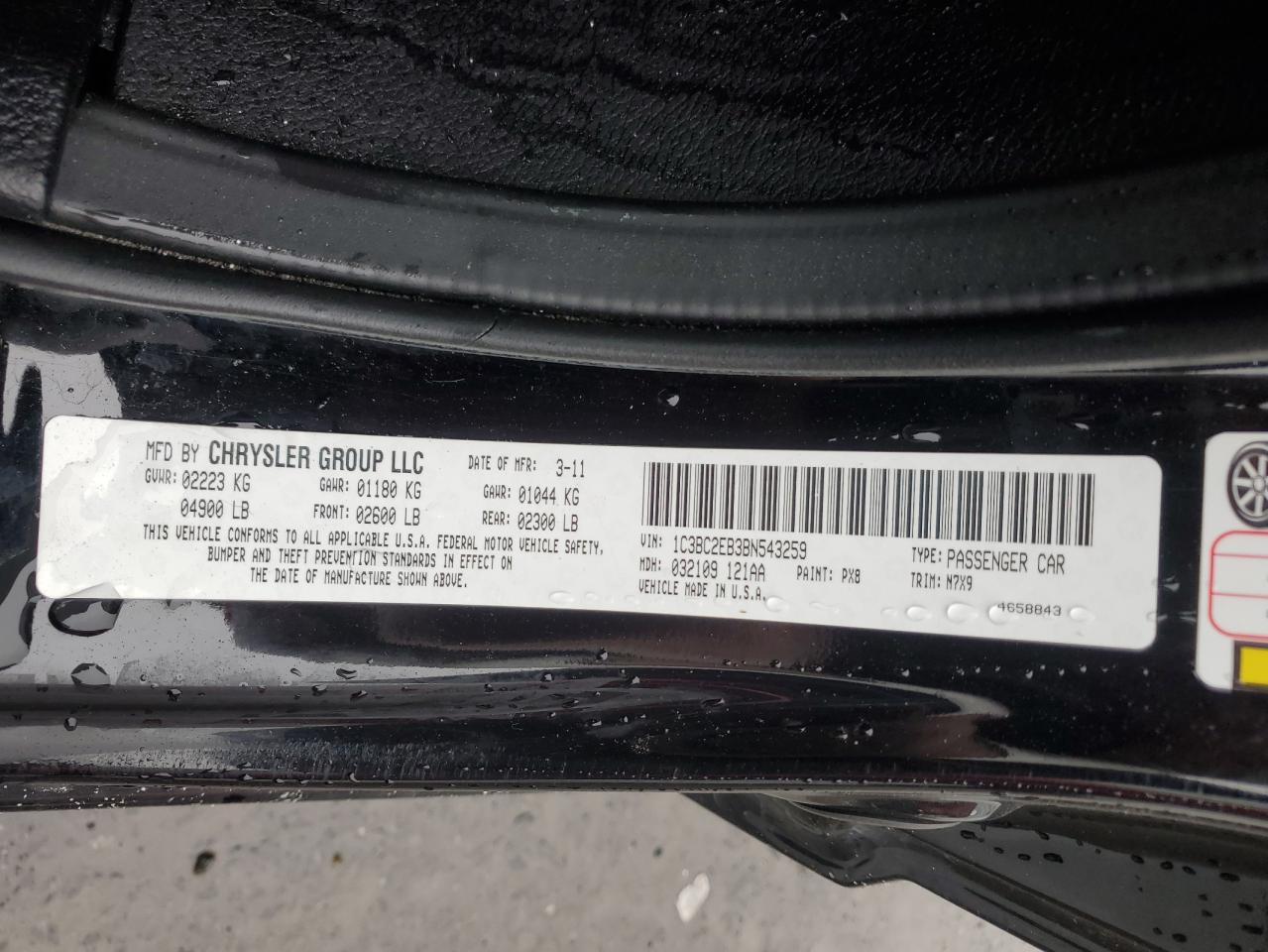 2011 Chrysler 200 Touring VIN: 1C3BC2EB3BN543259 Lot: 56844365