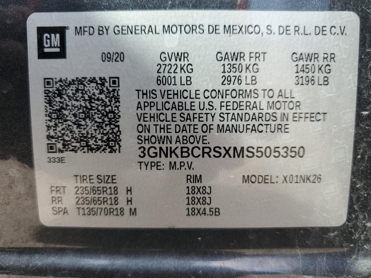 2021 Chevrolet Blazer 2Lt VIN: 3GNKBCRSXMS505350 Lot: 56597775