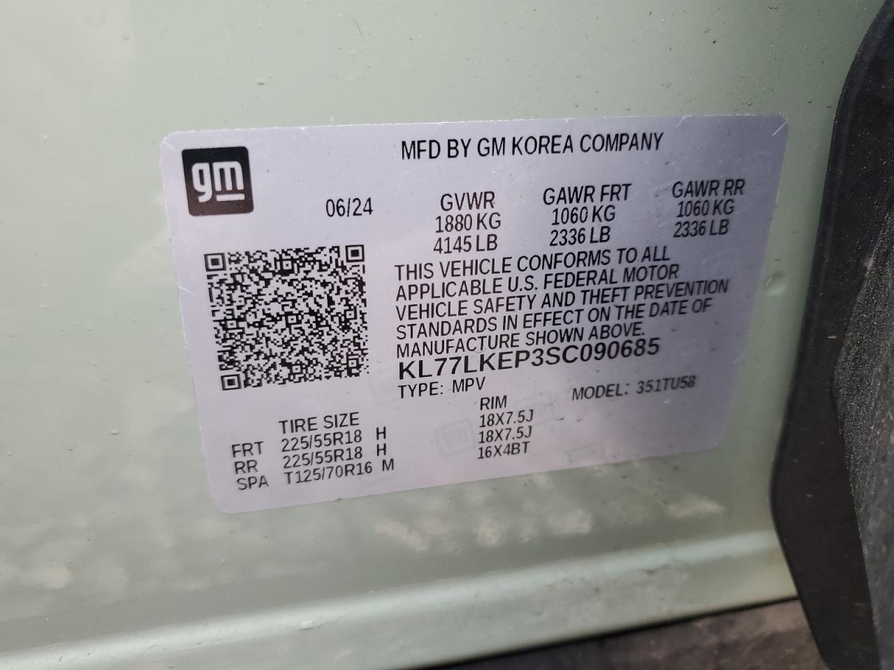 2025 Chevrolet Trax Activ VIN: KL77LKEP3SC090685 Lot: 56687475